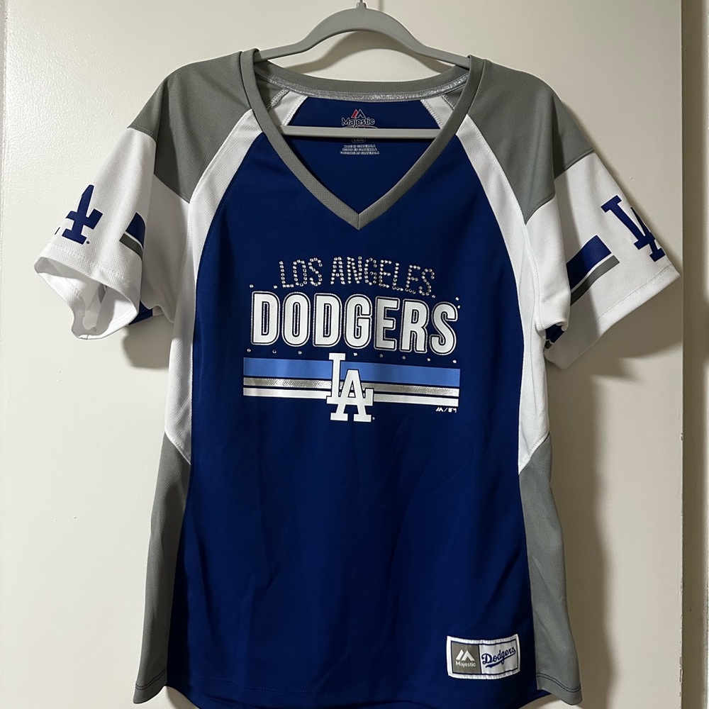 Los Angeles Dodgers Blue and Gray V-Neck Jersey